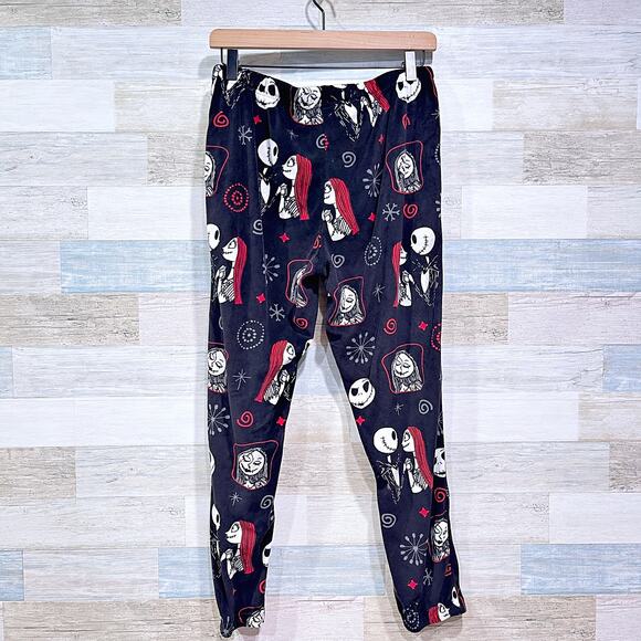 Nightmare Before Christmas Plush Fleece Jogger Pajama Pants Black Womens Small - Picture 3 of 5